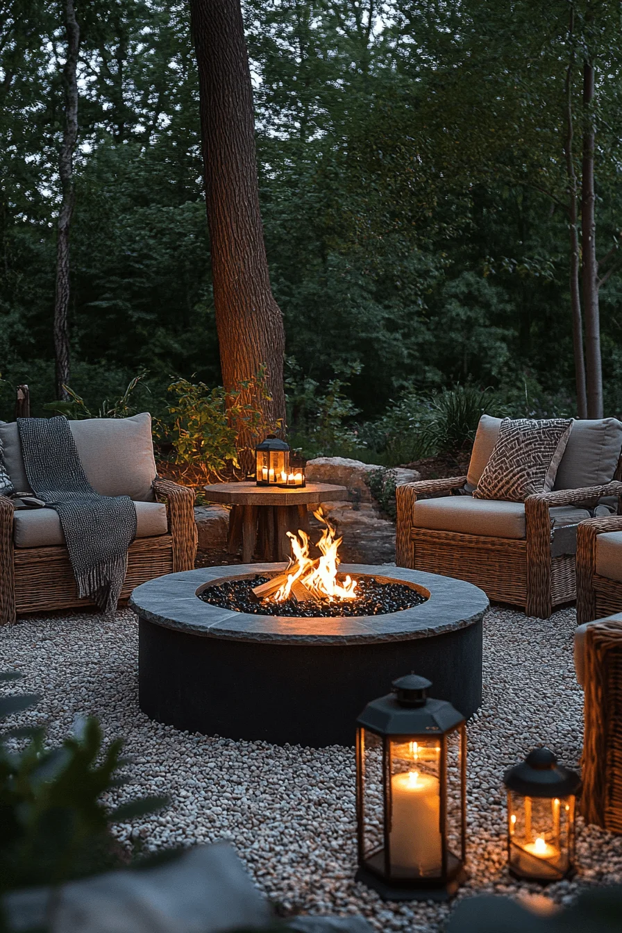 gravel fire pit lounge
