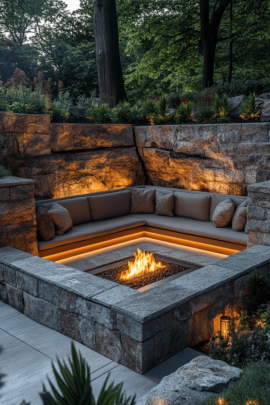 recessed fire pit nook