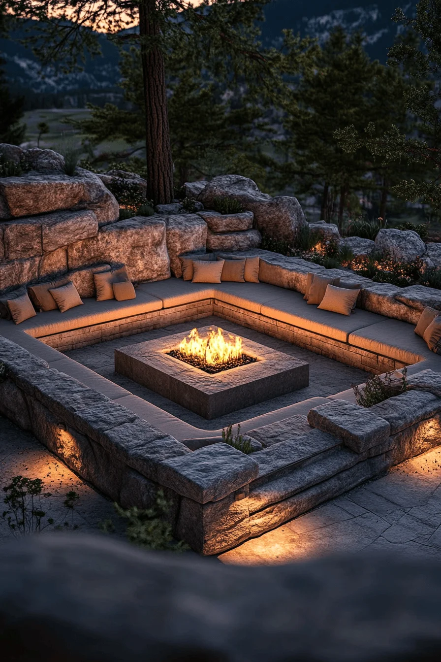 stone slab fire pit