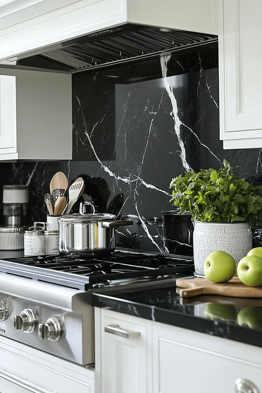 black marble backsplash