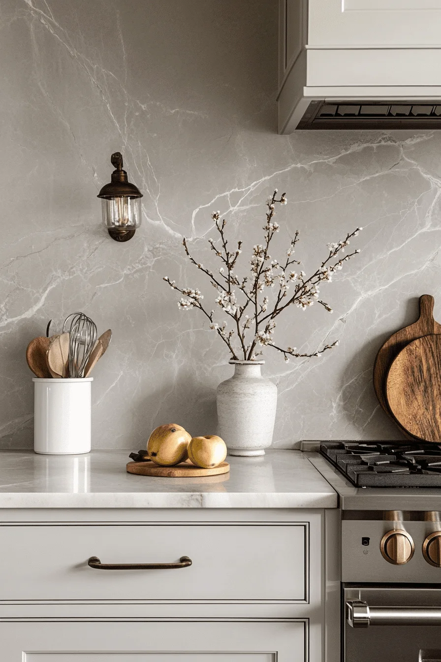 honed marble backsplash