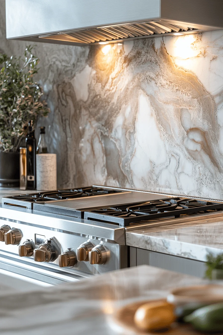 full slab marble backsplash