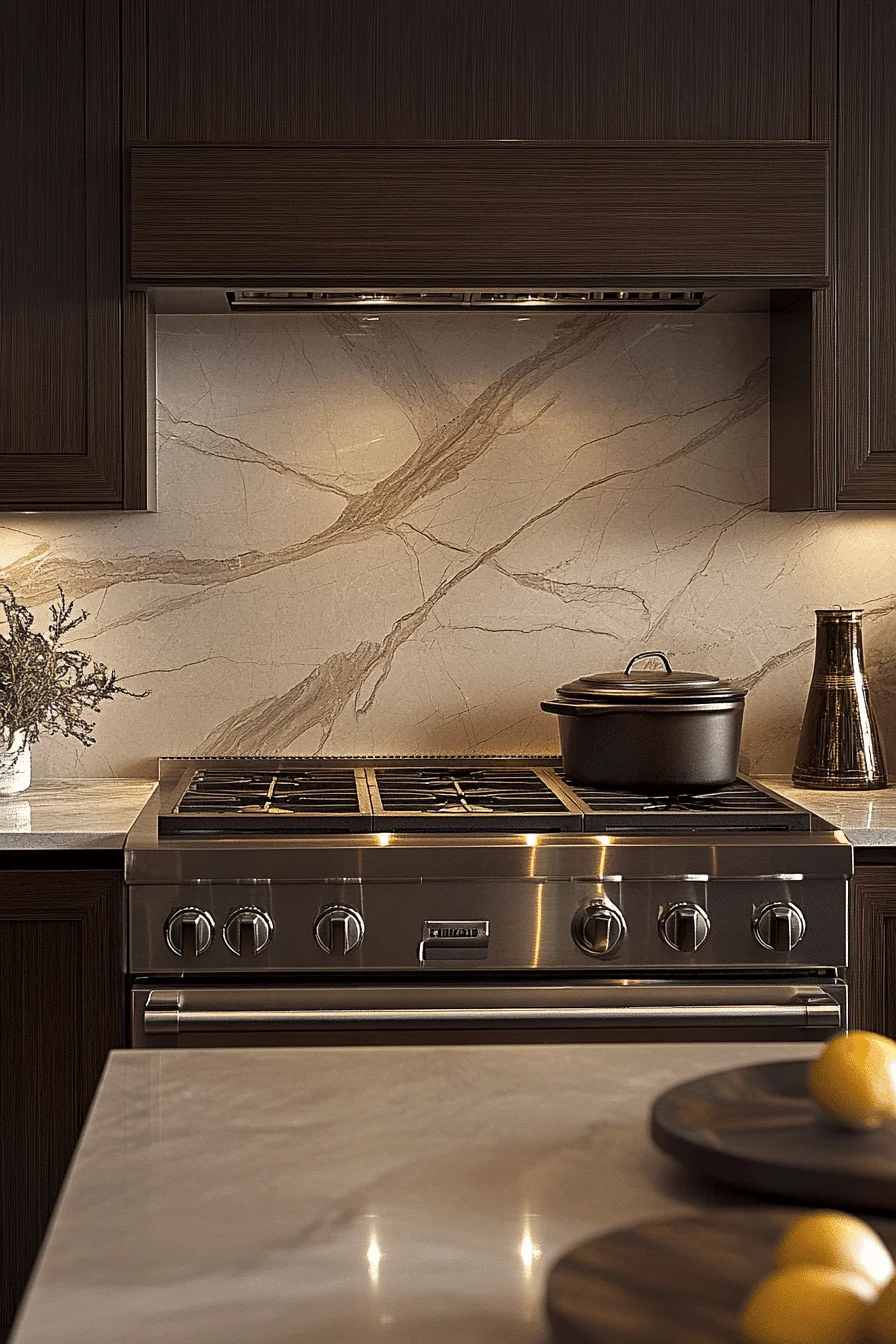 ribbon vein marble backsplash