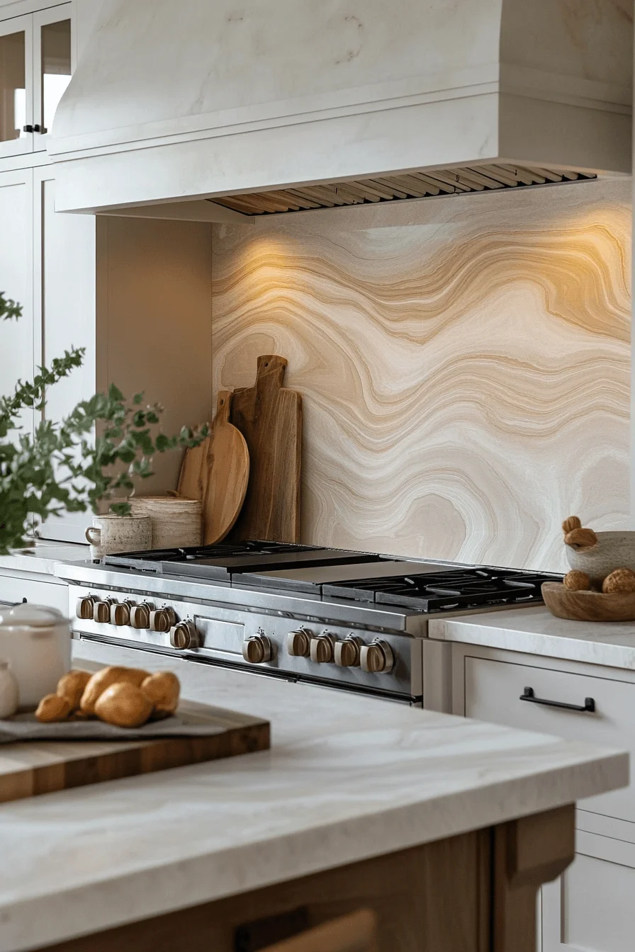 subtle wave marble backsplash