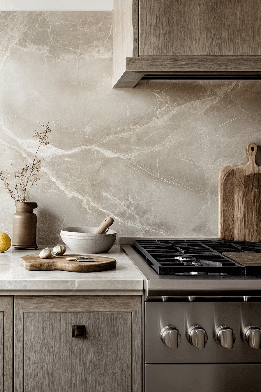 brushed marble backsplash