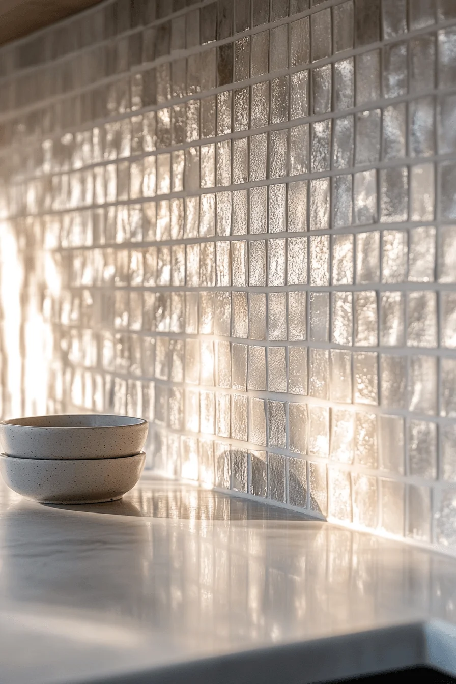 precision marble grid backsplash