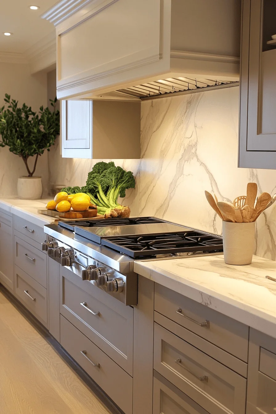 light-toned marble backsplash