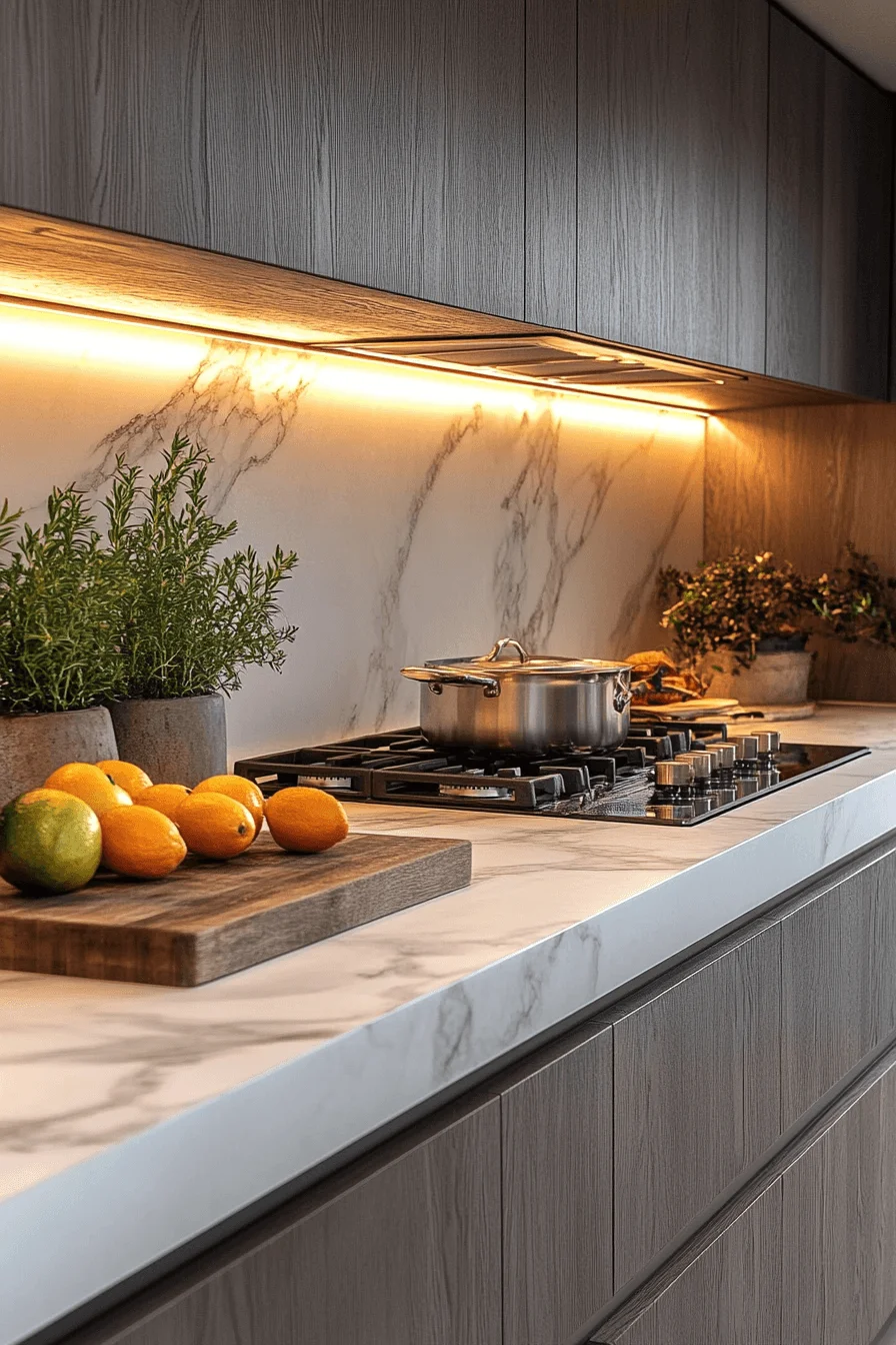 foggy white marble backsplash