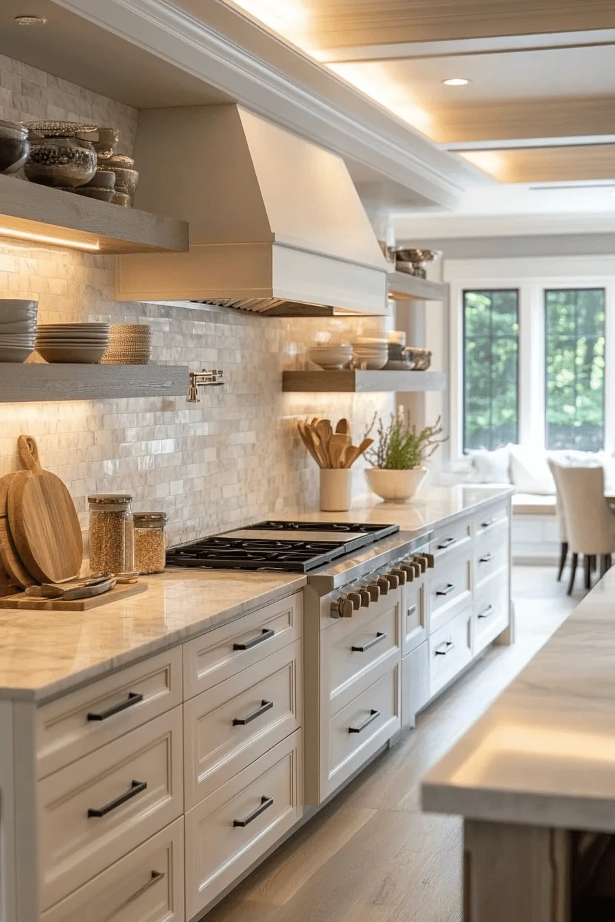 narrow cut marble backsplash