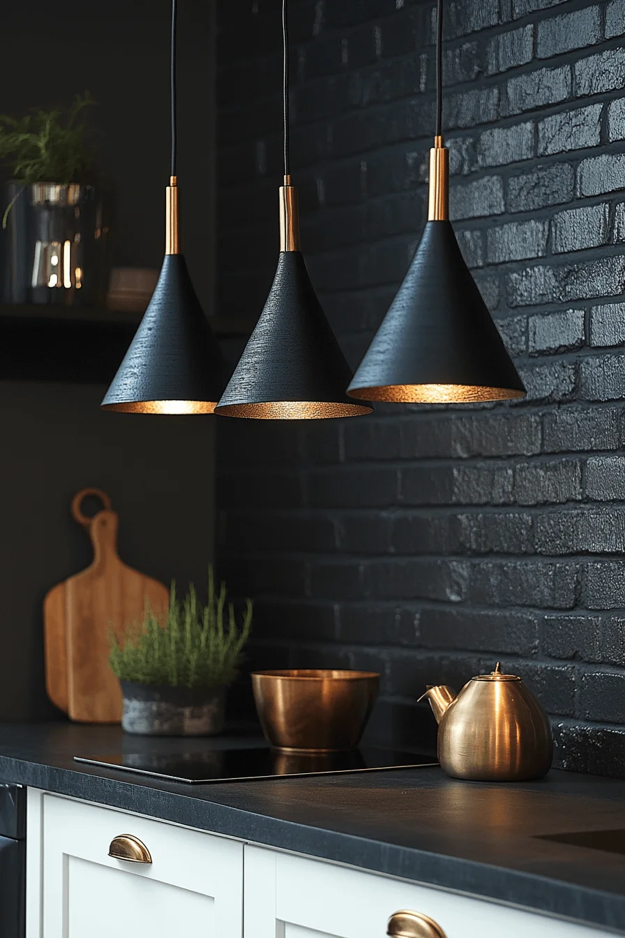 black brick backsplash kitchen