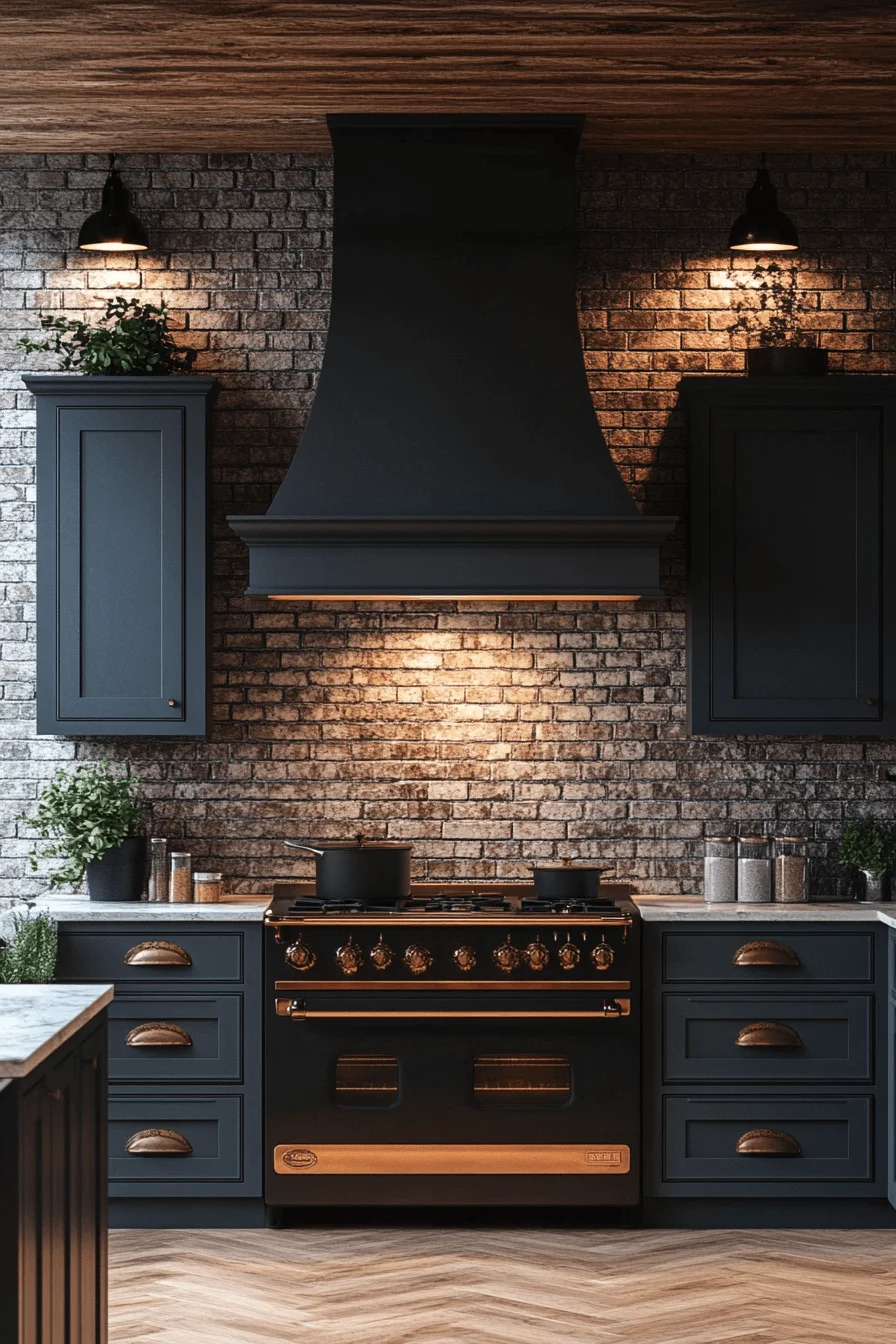 minimalist brick backsplash kitchen