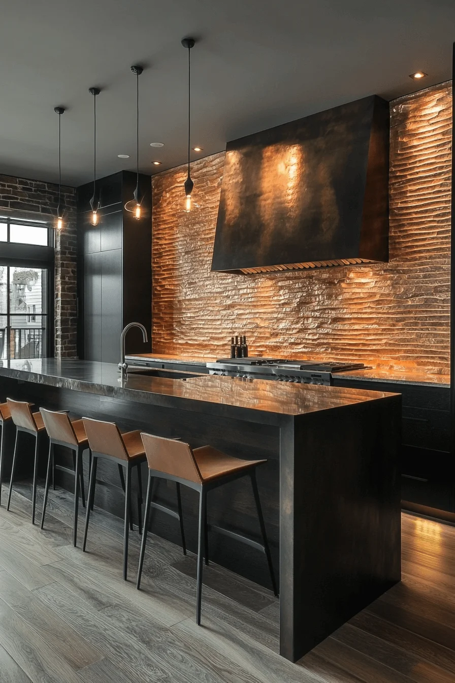 sculpted brick backsplash kitchen