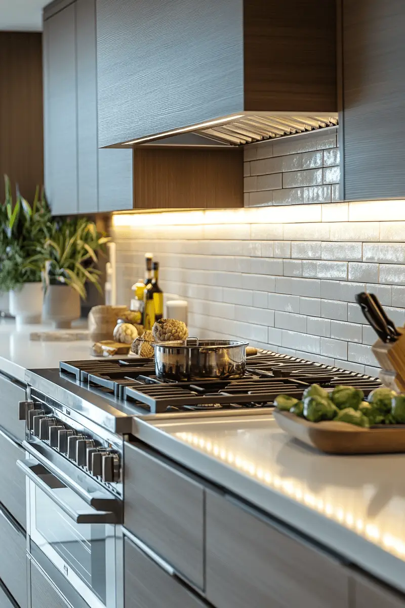 clean brick lines backsplash kitchen
