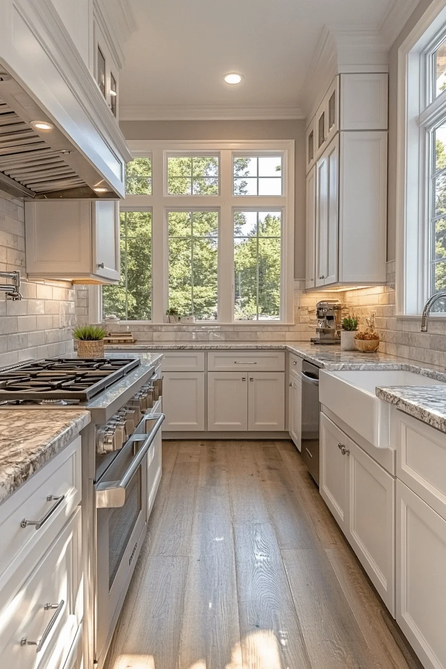 modern brick grid backsplash kitchen