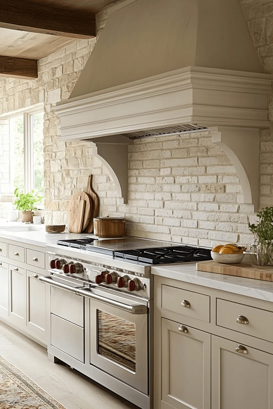 luxurious brick surround backsplash kitchen