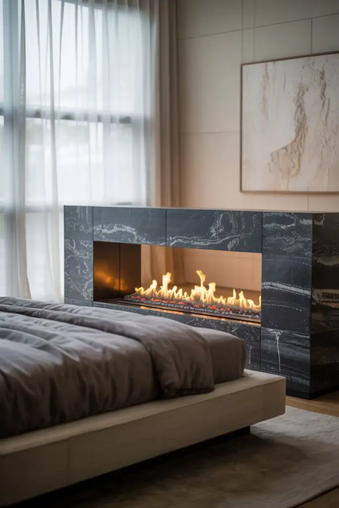 Fireplaces Integrated into Bed Frames