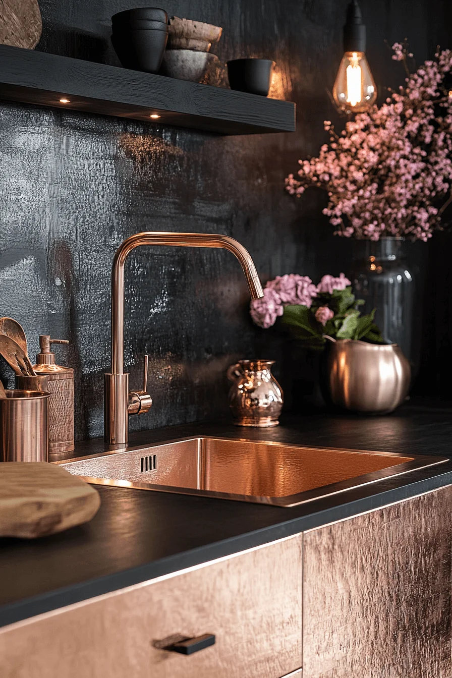 rose gold kitchen cabinets