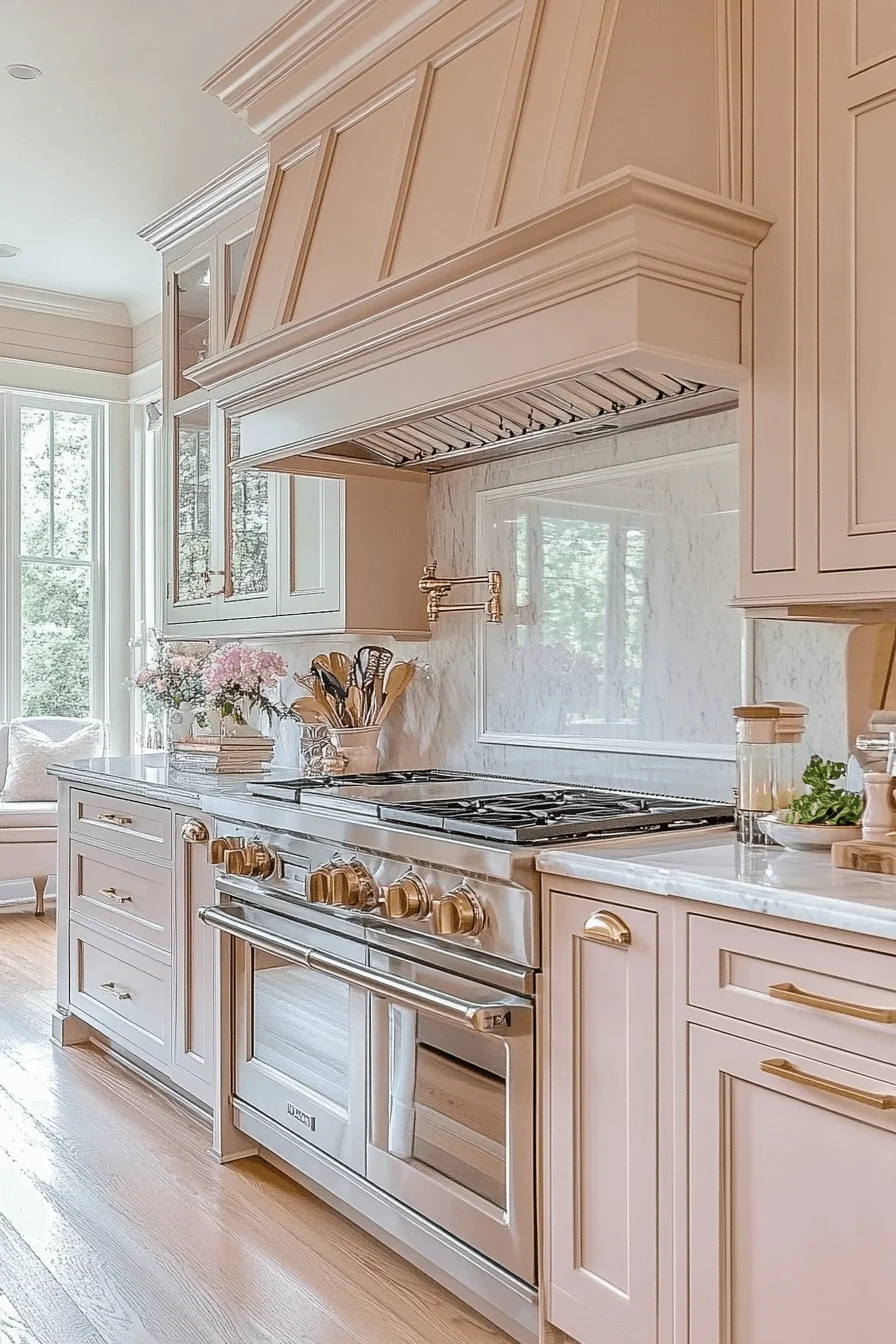 rose gold kitchen cabinets