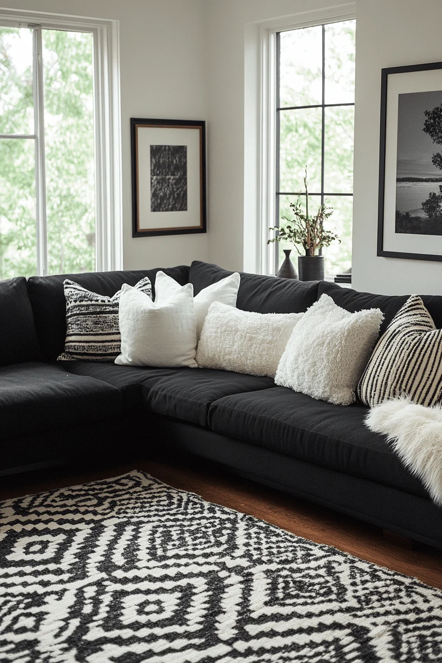 high contrast sectional sofa