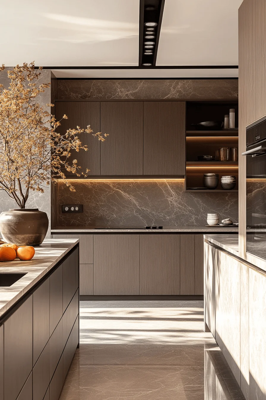 Minimalist Taupe Simplicity dark taupe kitchen cabinets