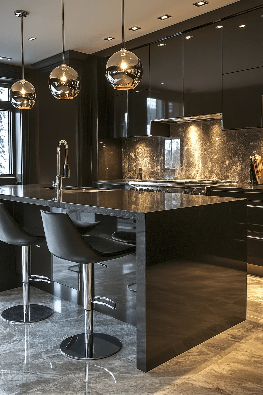 Taupe and Metallic Accent dark taupe kitchen cabinets