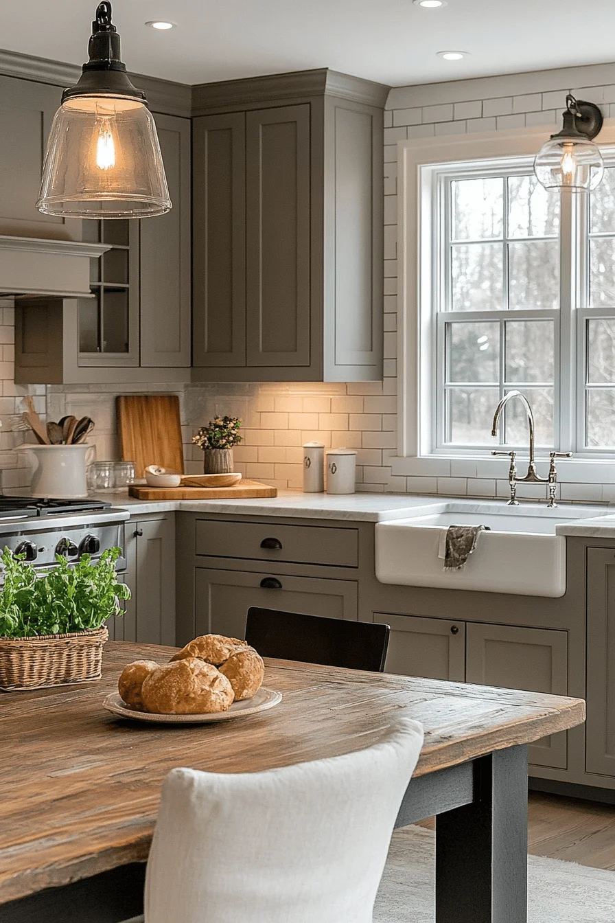 Classic Taupe Simplicity dark taupe kitchen cabinets