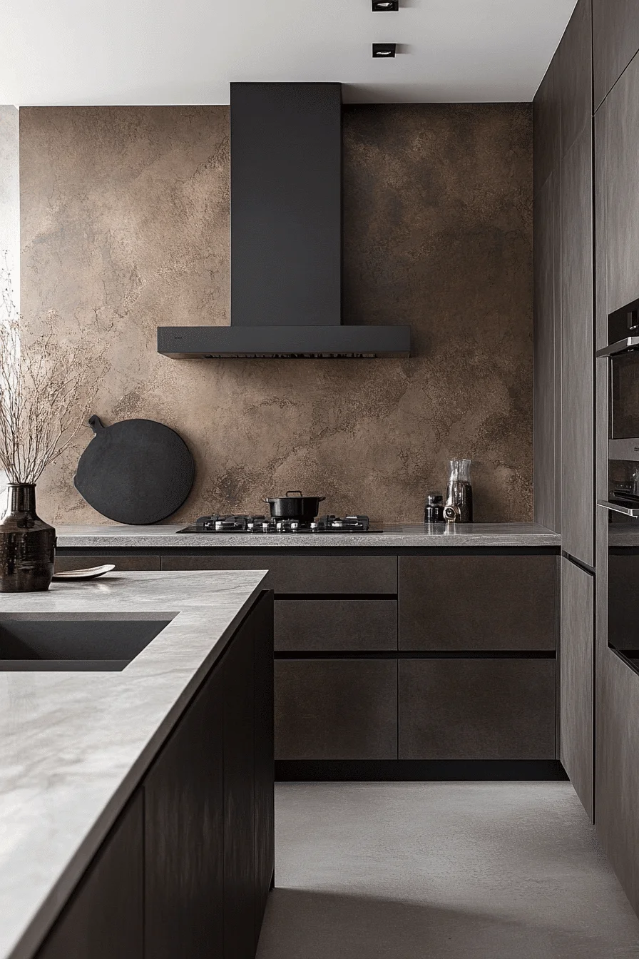 Striking Taupe Statement dark taupe kitchen cabinets
