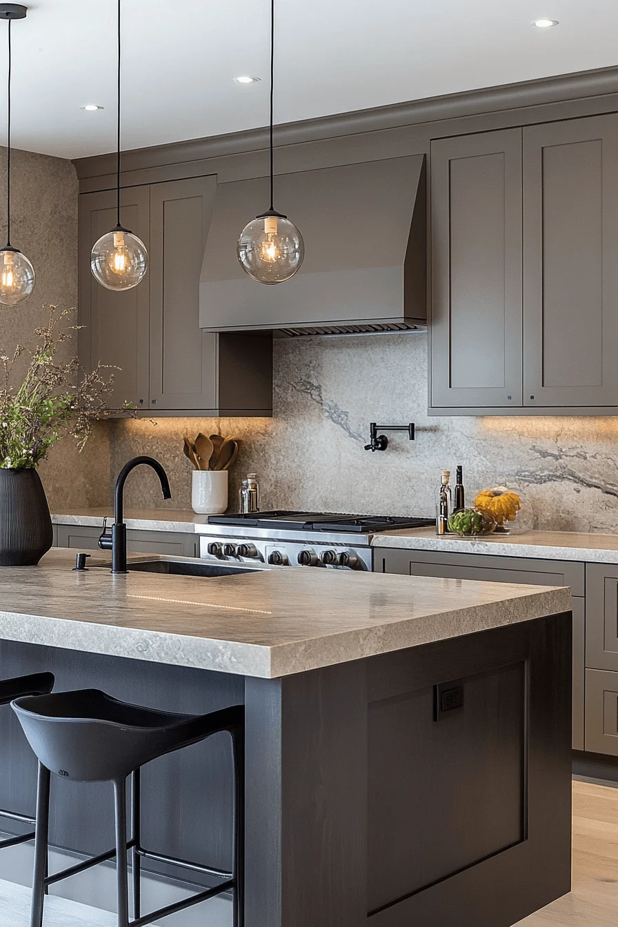 Flawless Taupe Integration dark taupe kitchen cabinets