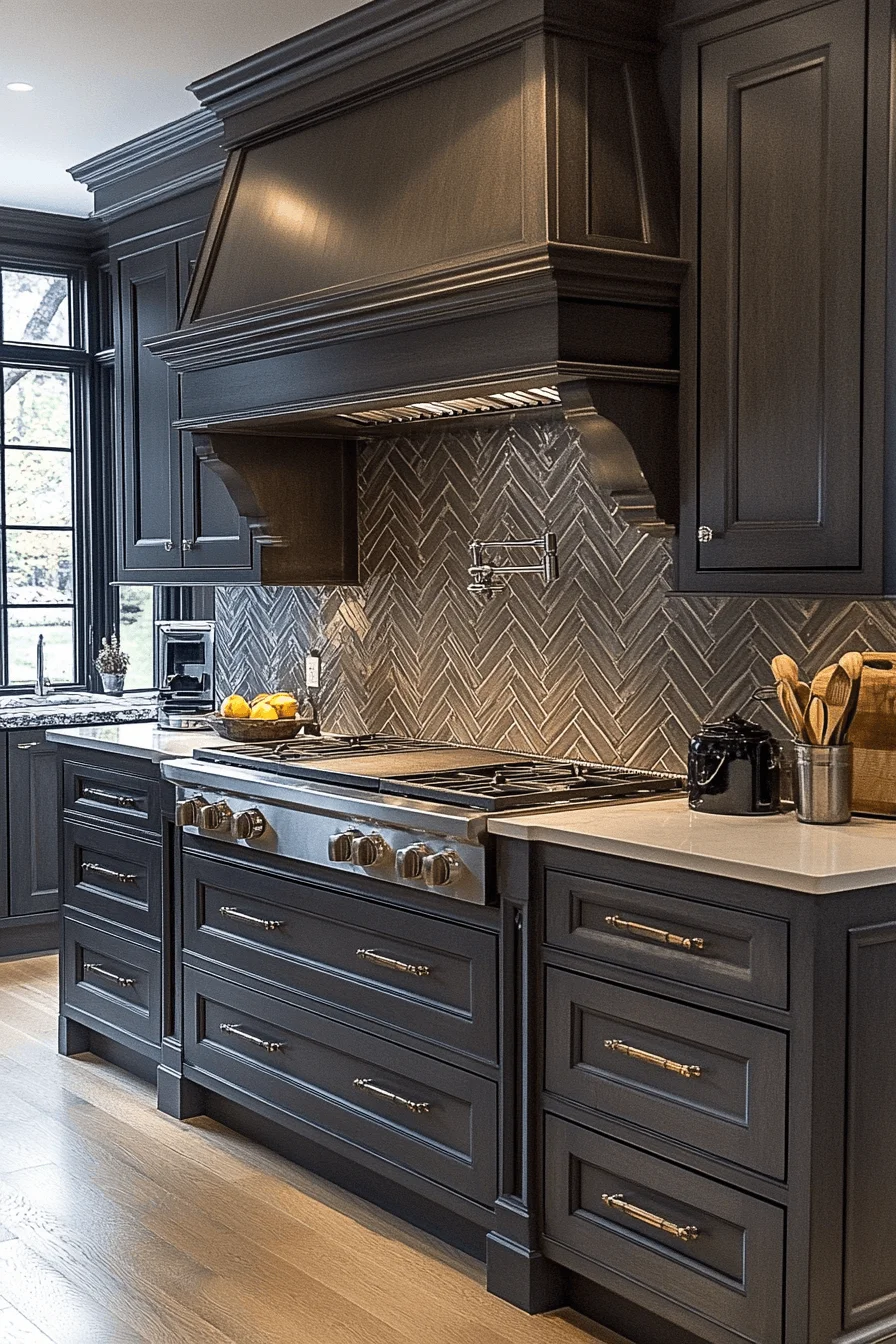 Luxurious Taupe Glow dark taupe kitchen cabinets