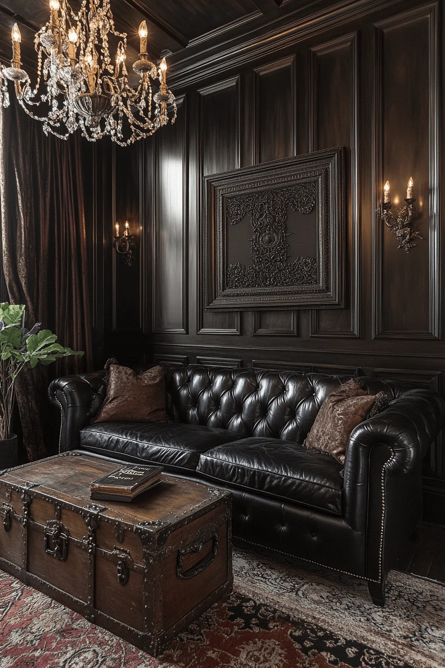 dark sofa living room