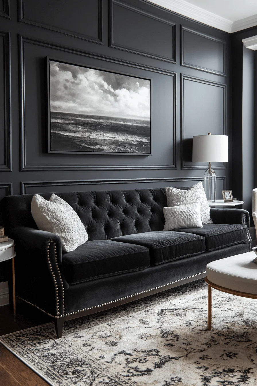 dark sofa living room