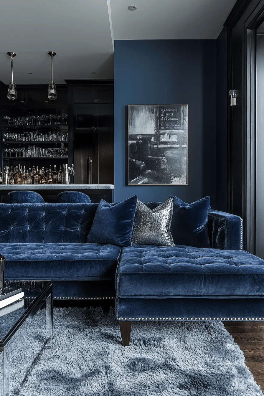 dark sofa living room