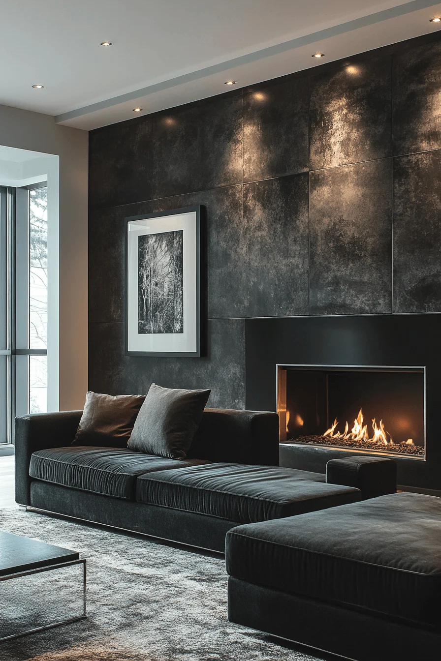 dark sofa living room