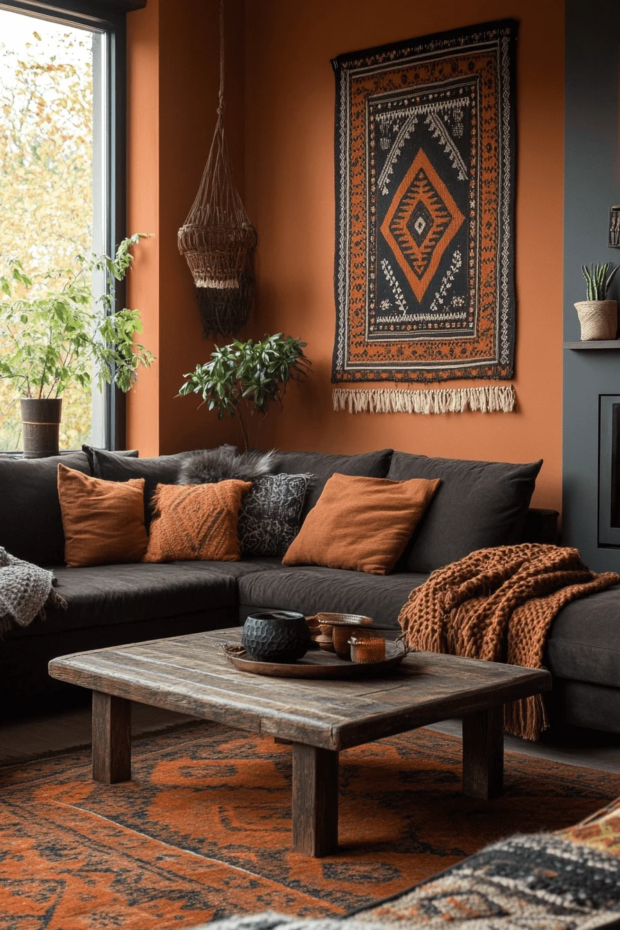 dark sofa living room