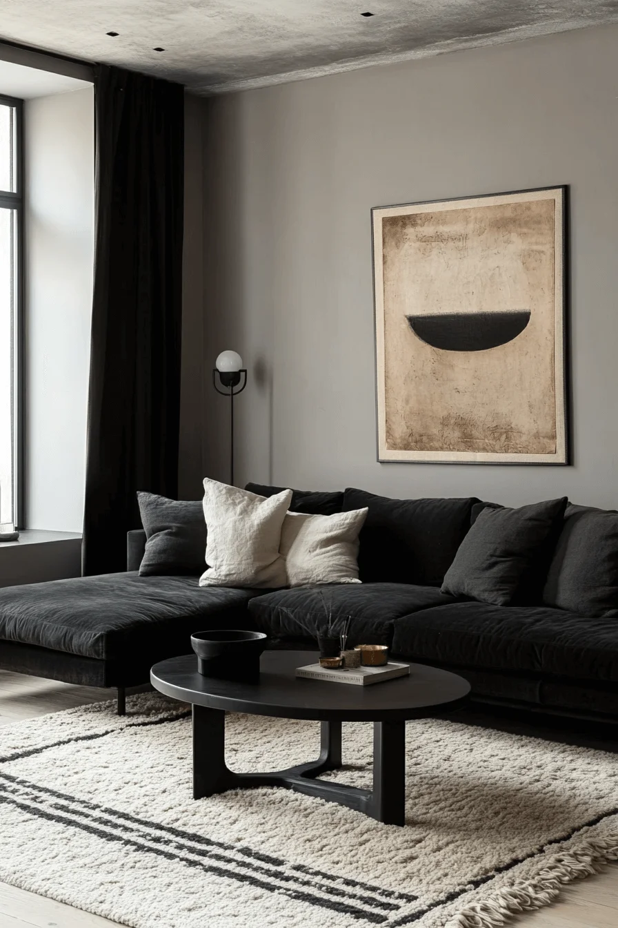 dark sofa living room