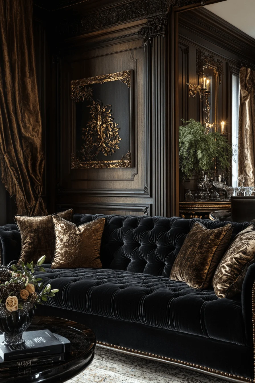 dark sofa living room