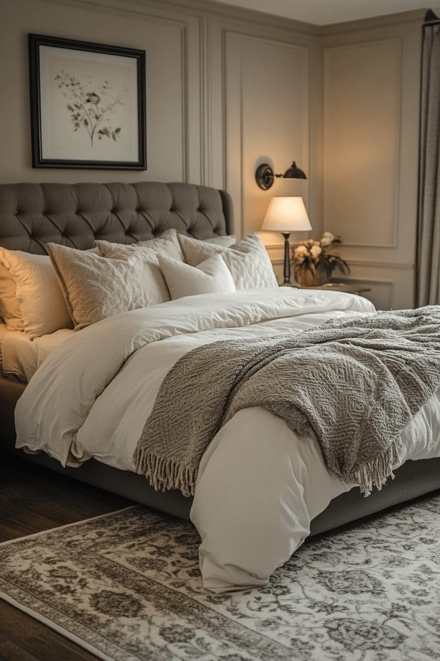 neutral boho bedroom with textured accents