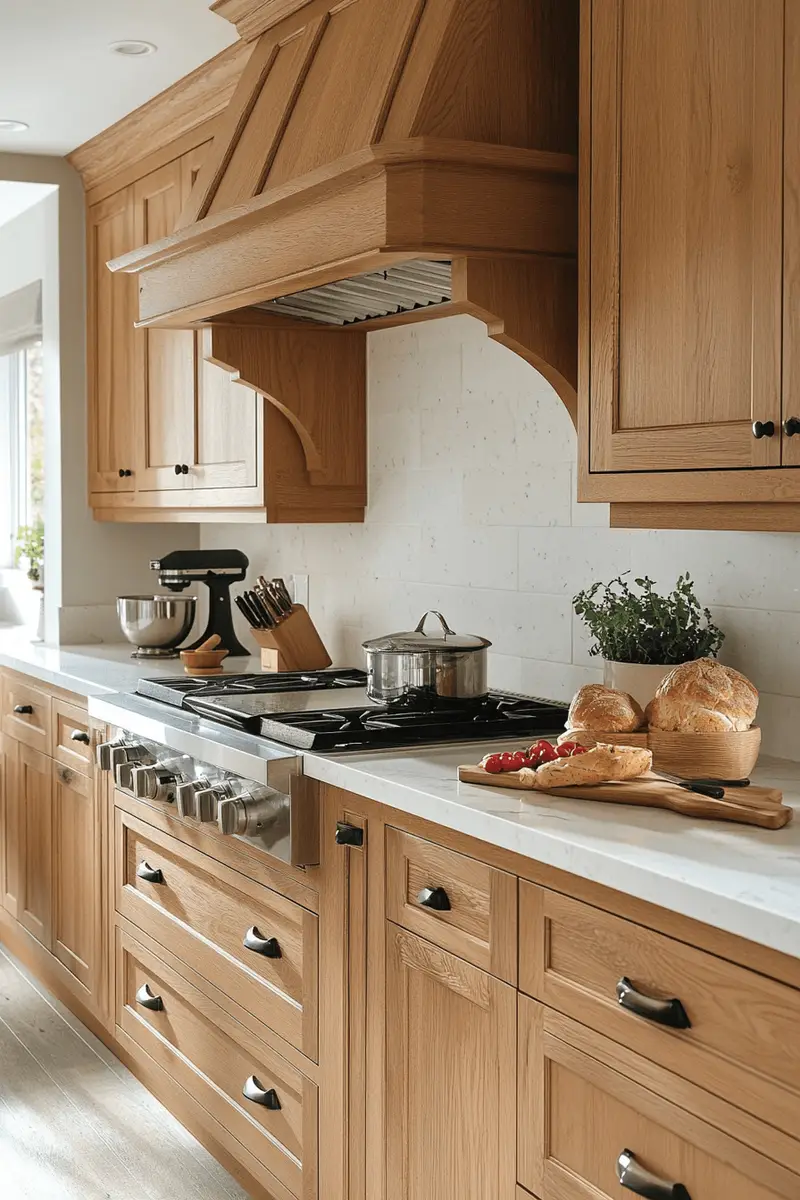light natural oak kitchen cabinets