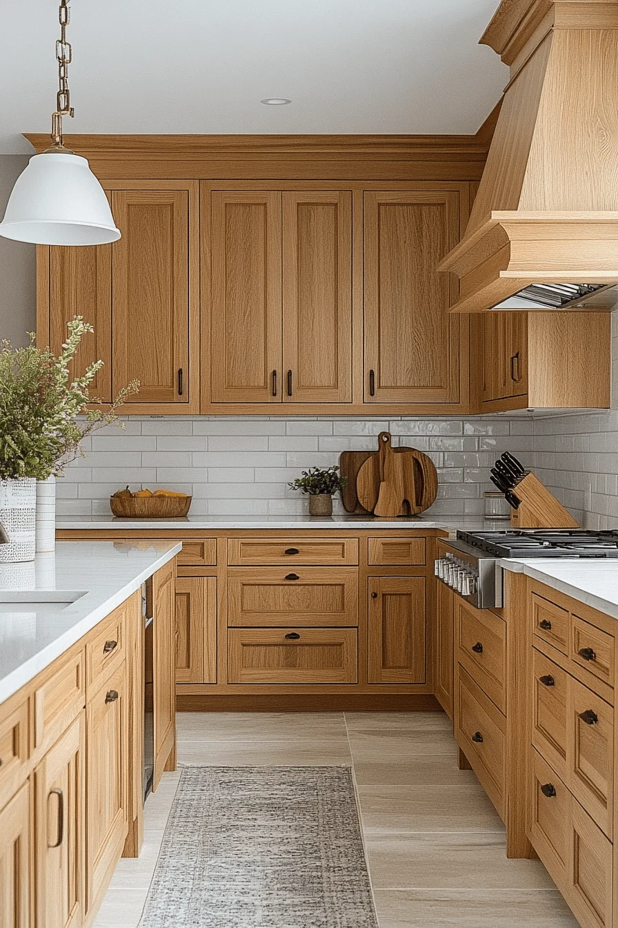 classic natural oak kitchen cabinets