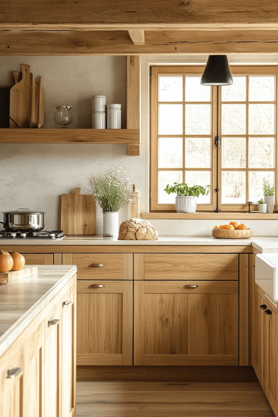 clear finish natural oak kitchen cabinets