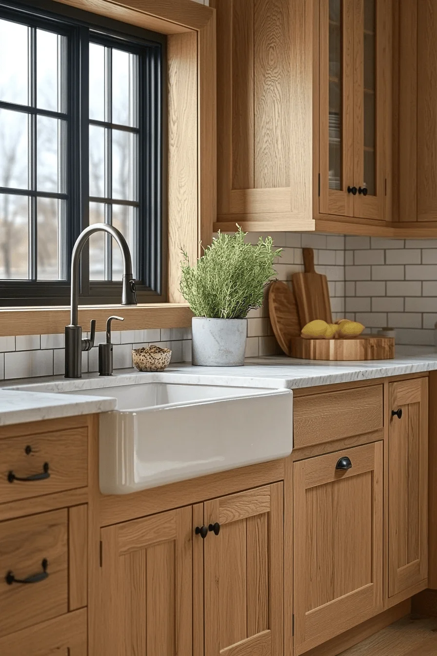 timeless natural oak kitchen cabinets