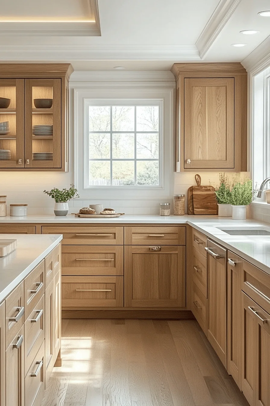seamless natural oak kitchen cabinets