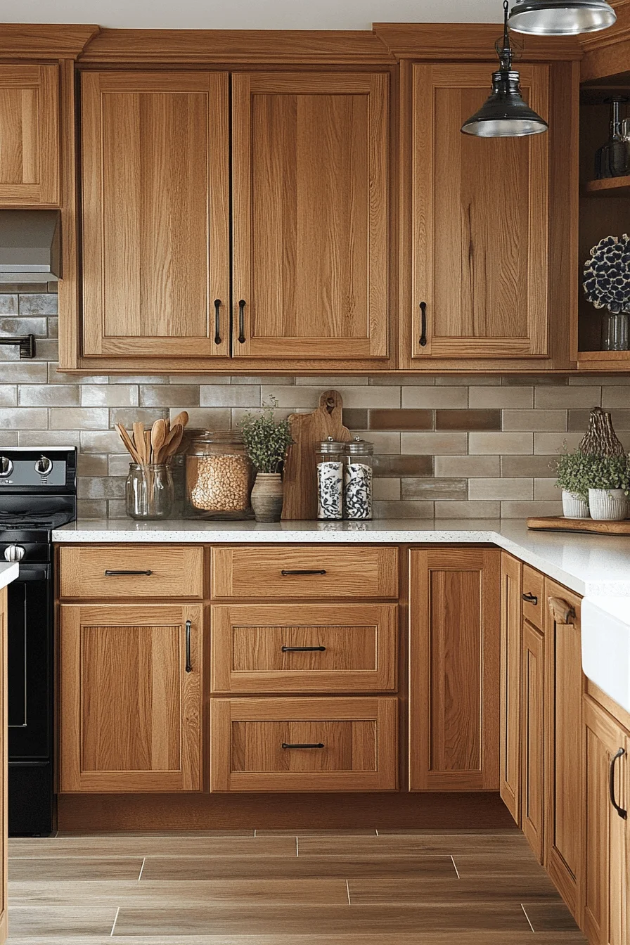 tranquil natural oak kitchen cabinets