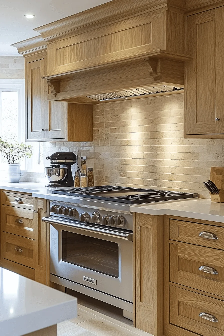 bright natural oak kitchen cabinets