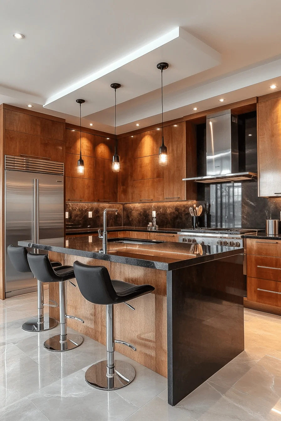 glossy golden oak kitchen cabinets
