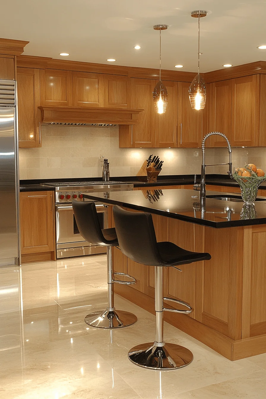 amber golden oak kitchen cabinets