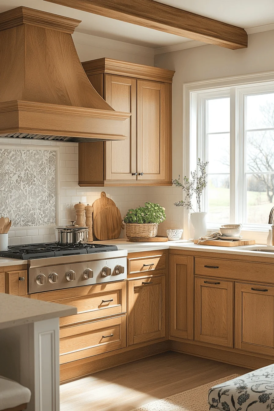 classic golden oak kitchen cabinets