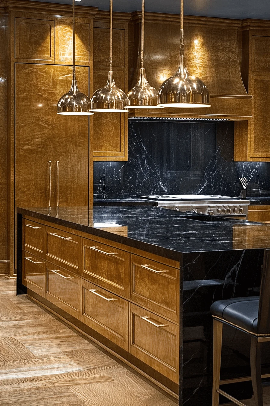 gilded golden oak kitchen cabinets