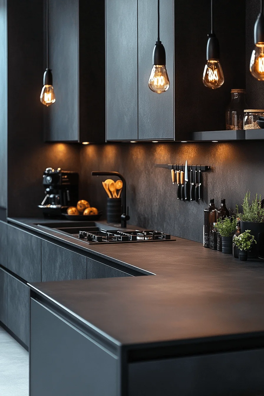 urban charcoal gray kitchen cabinets
