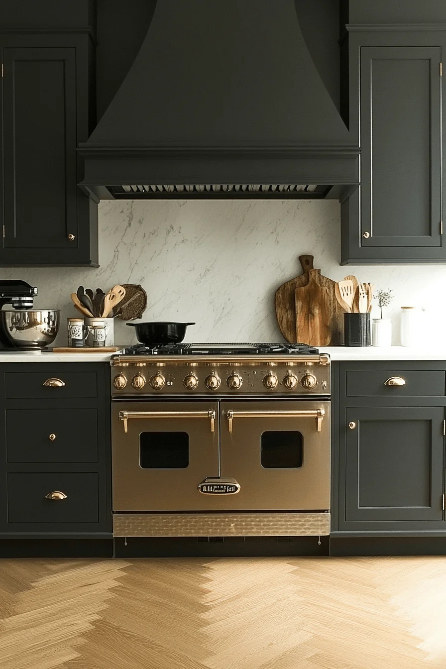 elegant charcoal gray kitchen cabinets